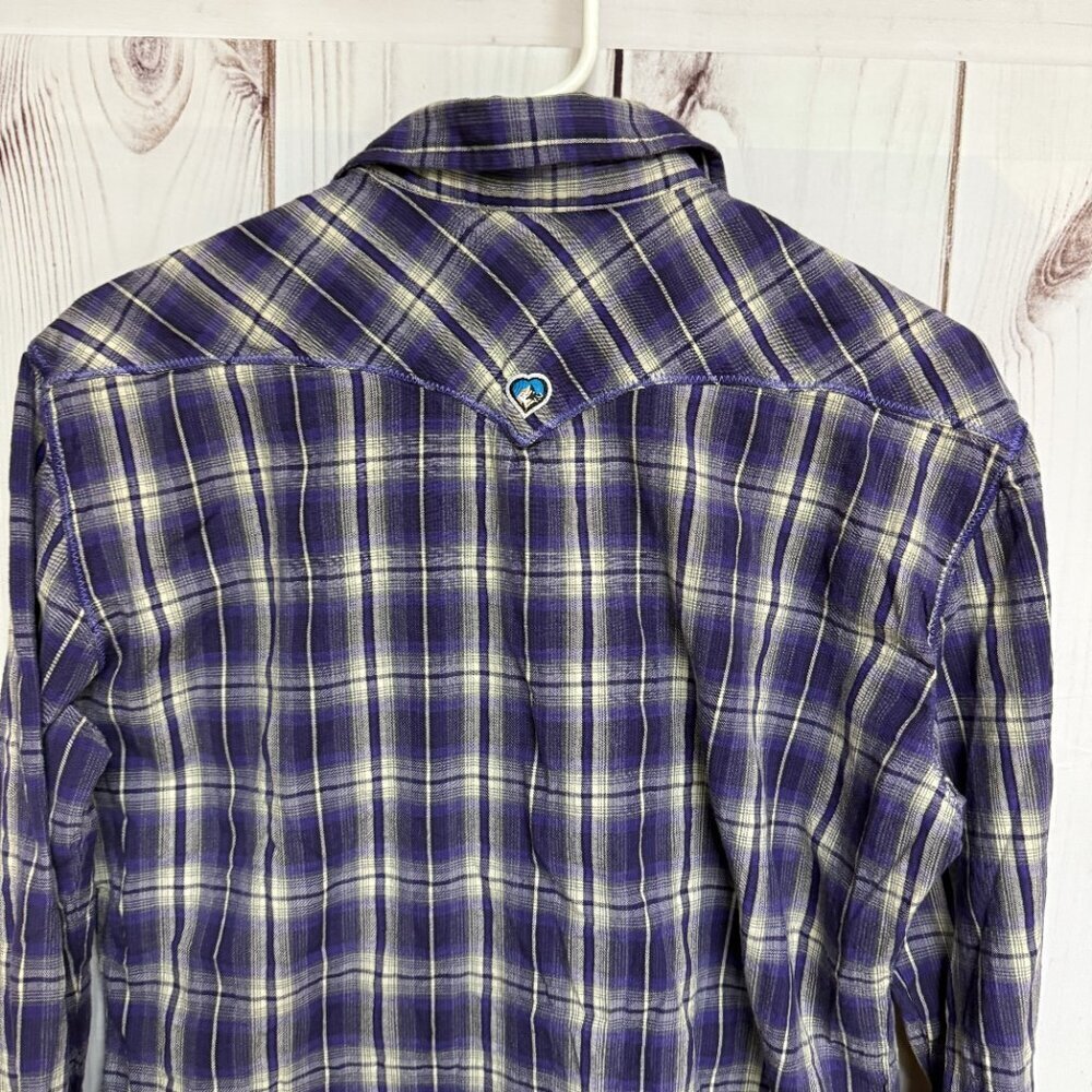 KÜHL Women’s Snap Shirt XL Purple Plaid Long Sleeve EUC - Picture 5 of 11